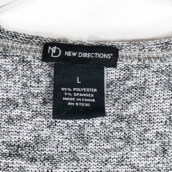 New Directions Large Shrug Sweater Gray Knit Hooded Waterfall Front Open 1383 - Picture 7 of 7